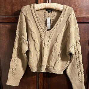 J CREW COTTON BLEND CABLE KNIT SWEATER SIZE L NWT